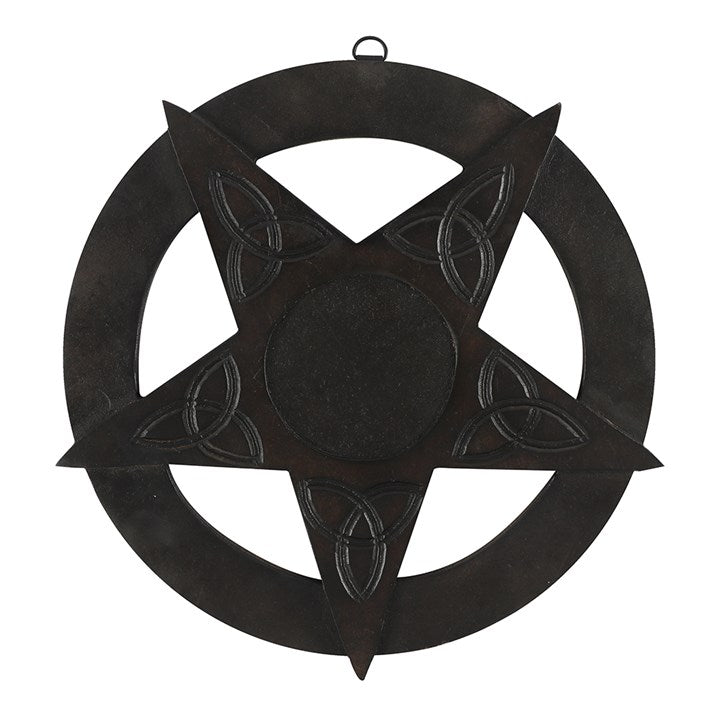 12 Inch Black Wood Pentagram