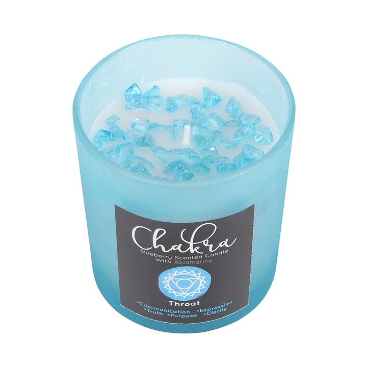 Throat Chakra Blueberry Crystal Chip Candle