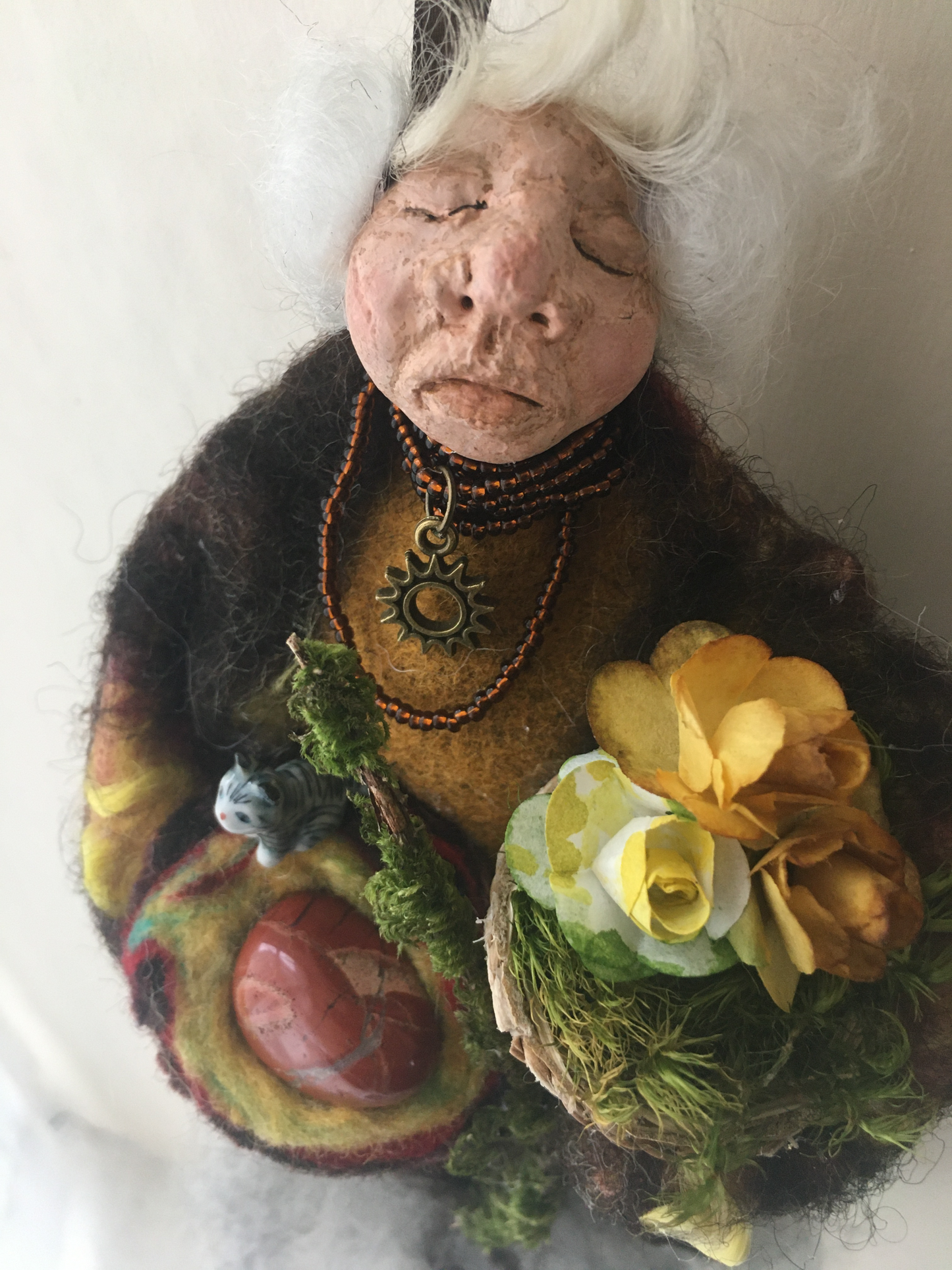 ENID, Handmade OOAK Welsh Fairy Witch Crone Art Doll