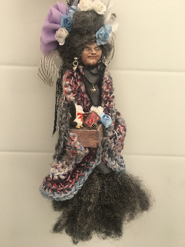 GLYNIS, OOAK Welsh Fairy Art Doll Handmade Goth Horror Fantasy Collectible Crone