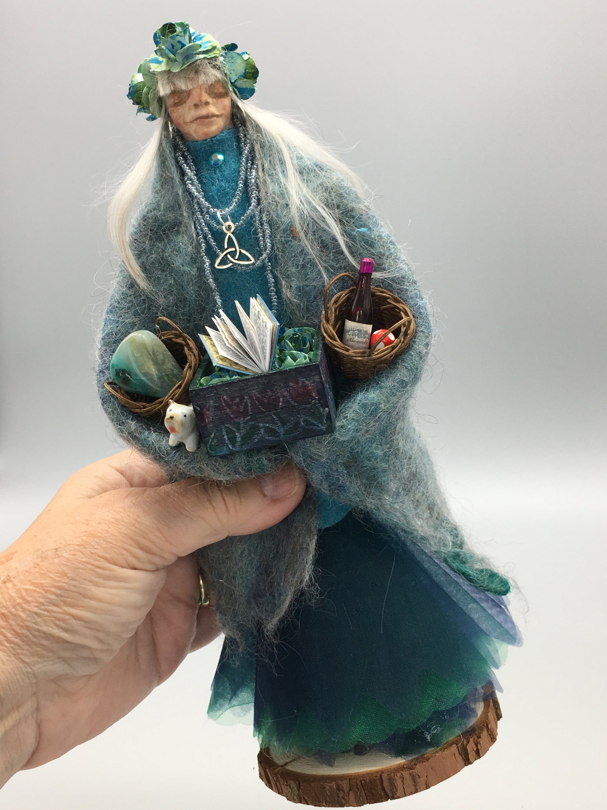 OOAK welsh fairy art doll fantasy collectible handmade crone doll witch art