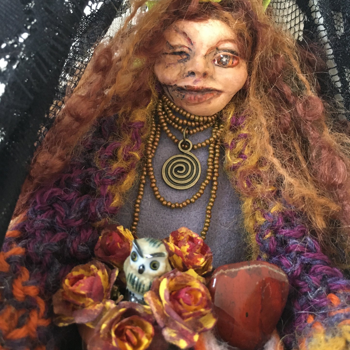 CRAITH WYNEB: Handmade OOAK Spooky Fairy Welsh Witch Art Doll with Scar on Face