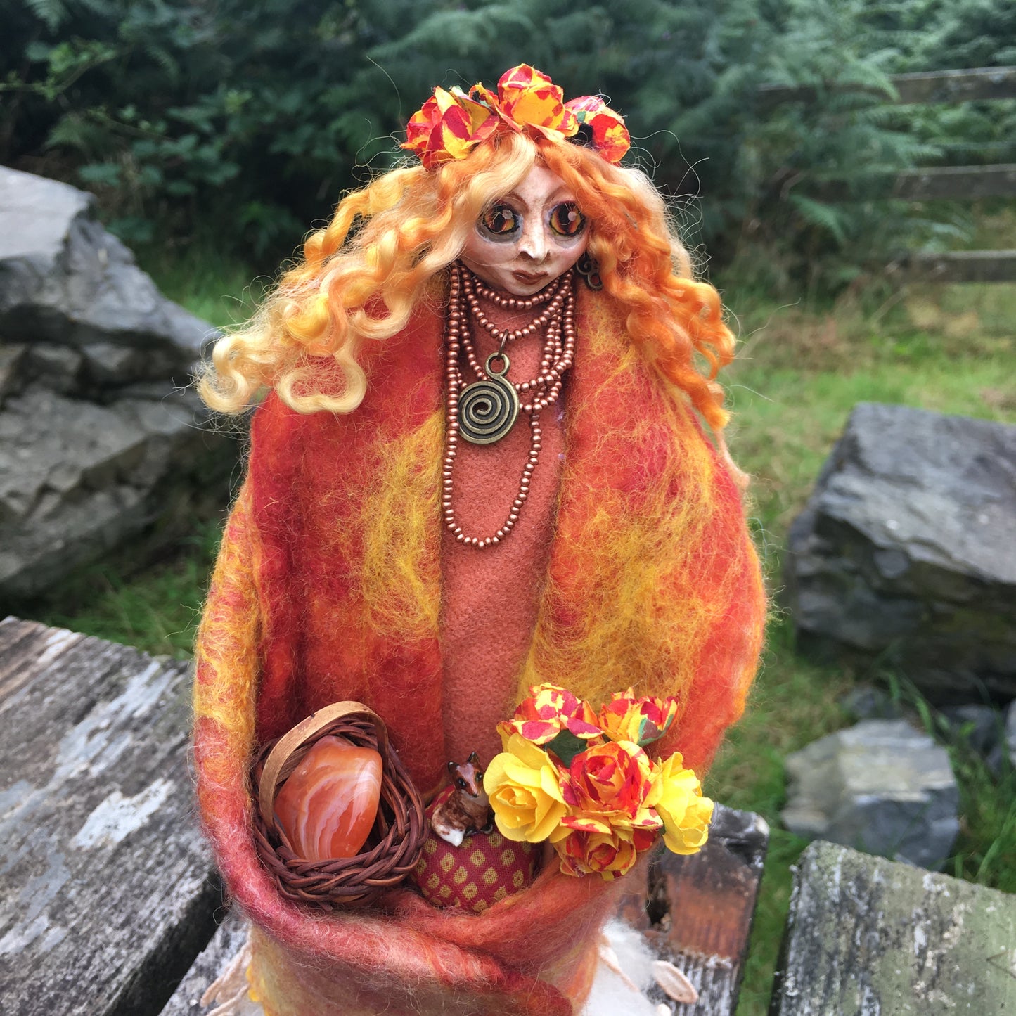 TÂN: Handmade OOAK Welsh Altar Fairy Art Doll Eclectic Witch Spirit Doll Household Spirit