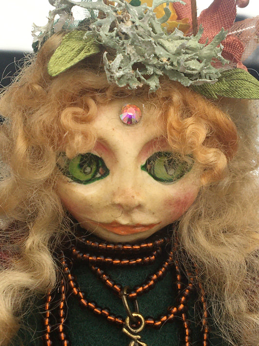 ELERI, OOAK Forest Spirit Welsh Fairy Witch Art Doll