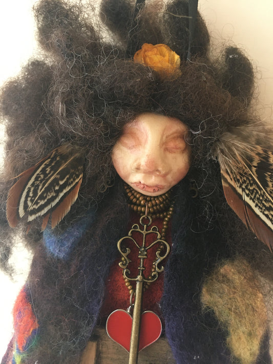 WENNA, Handmade OOAK Native Nature Welsh Fairy Art Doll * Witch Sorceress