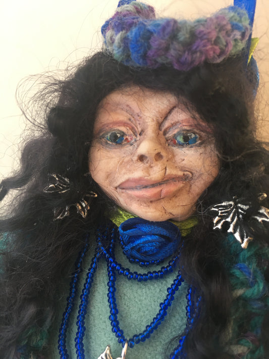 TELERI, OOAK Welsh Fairy Art Doll Handmade Scar Wise Woman Magickal Crone Witch Fantasy