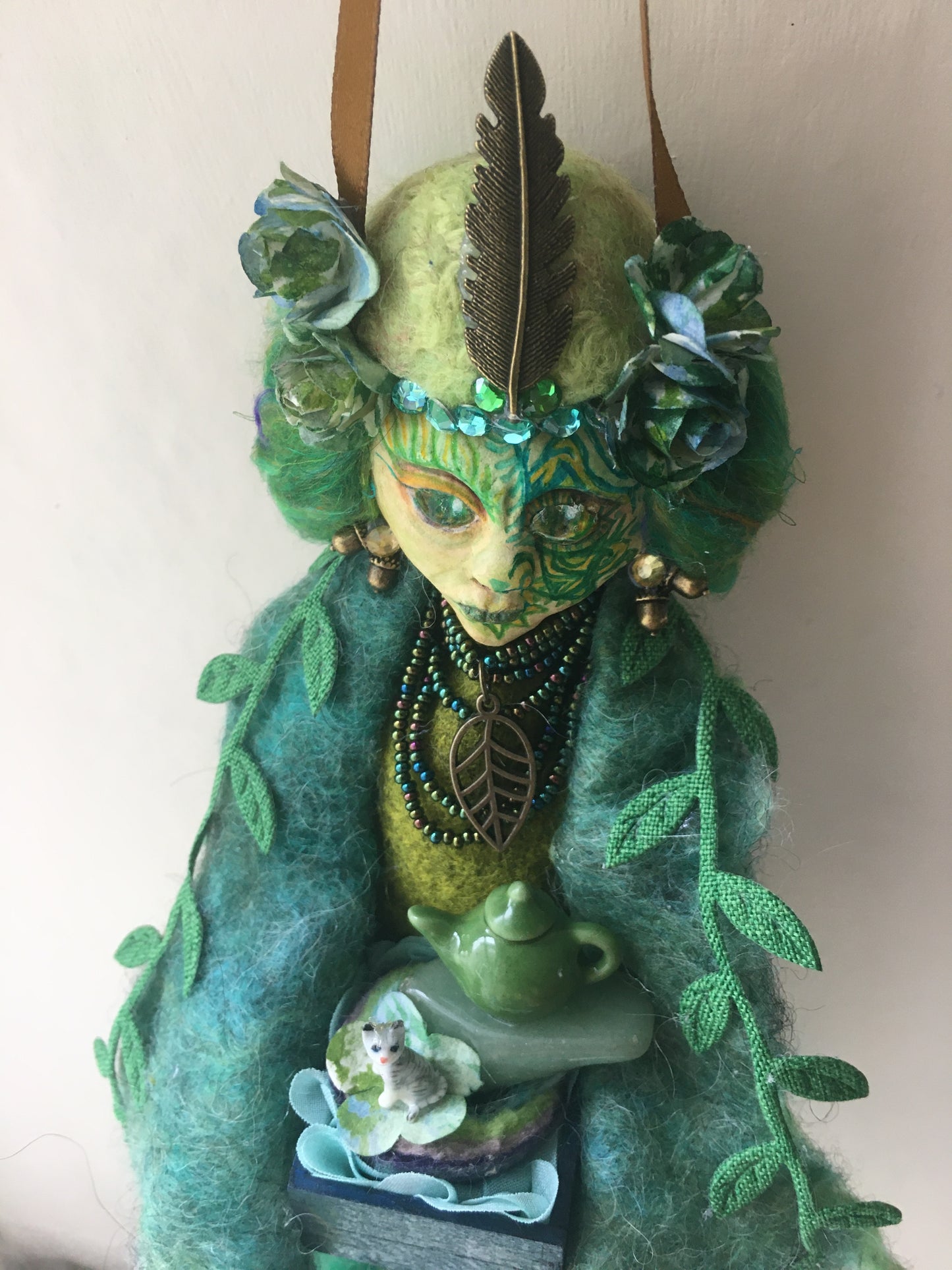 GLESNI, Handmade OOAK Fantasy Welsh Fairy Art Doll Collectible Figurines Mythical Creatures