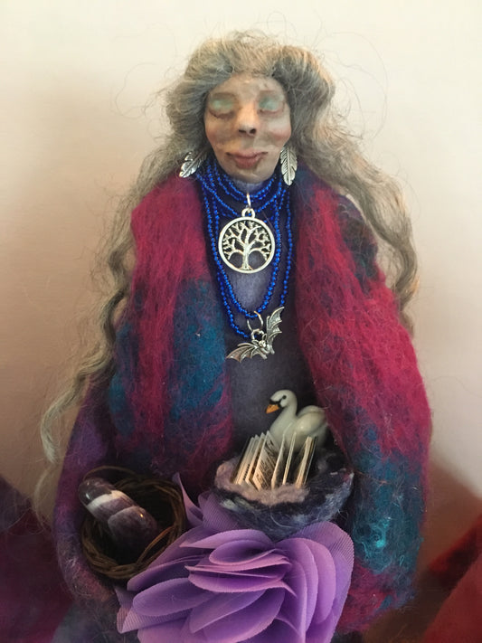 ALARCH: OOAK Handmade Welsh Fairy Witch Crone Art Doll Wise Woman