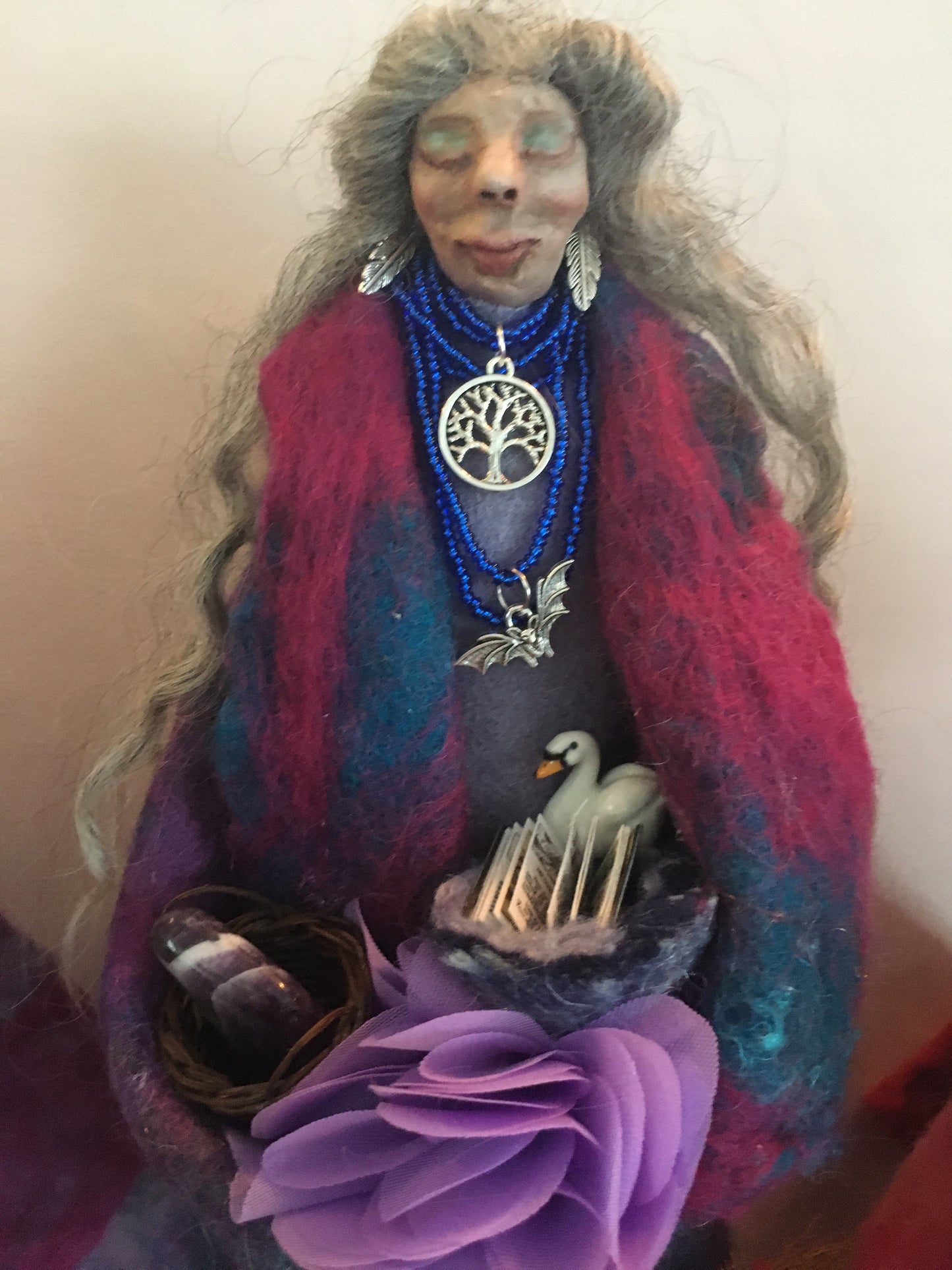 ALARCH: OOAK Handmade Welsh Fairy Witch Crone Art Doll Wise Woman