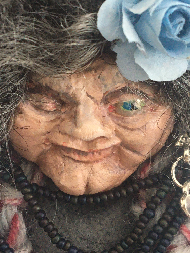 GLYNIS, OOAK Welsh Fairy Art Doll Handmade Goth Horror Fantasy Collectible Crone